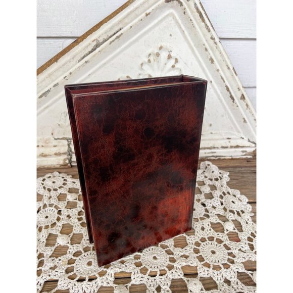 Vintage Leather Book Box Hidden Safe St Nicholas/Santa - Picture 6 of 10